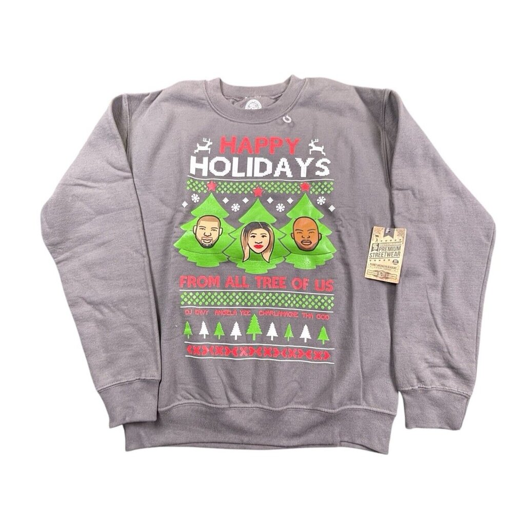The Breakfast Club Christmas Sweatshirt Mens Small Gray Happy Holidays Spellout